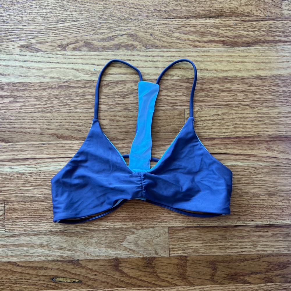 Blue and Grey Reversible Bikini Top